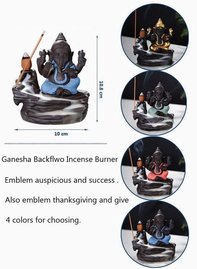 Craftam PolyResin Ganesha Smoke Fountain Backflow Waterfall Cone Incense Holder Showpiece Statue with 10 Back Flow Incense Cone (Blue) Item Name (aka Title) - Image 3